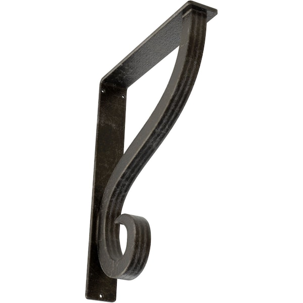 Ekena Millwork Ashford Triple, Wrought Iron Bracket, (Triple center brace), Antiqued Warm Silver 2"W x 10"D x 12"H BKTM02X10X12TASAWS - main